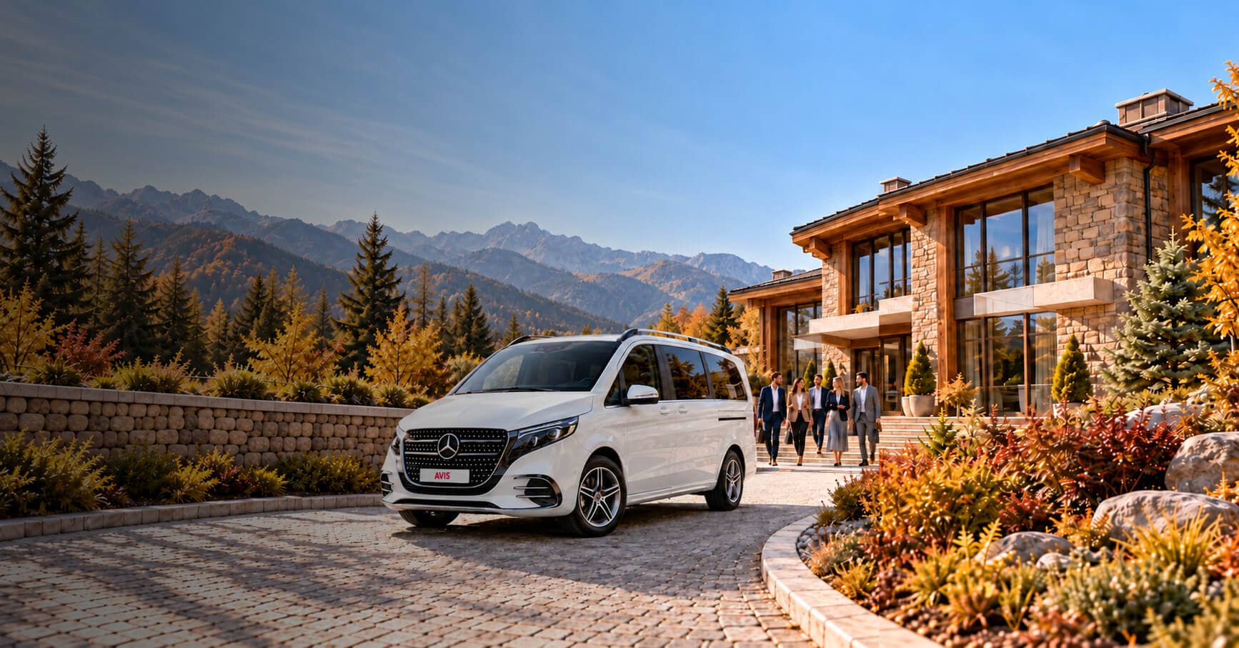 mercedes-benz-v-class-stoji-na-prijazdovej-ceste-na firemnom-evente